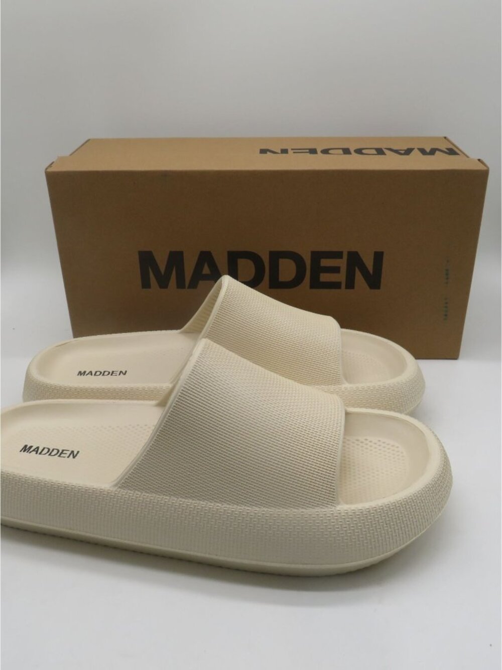 Madden Women's Taupe Slip-On Slides Size 11 Lightweight Sandals NEW